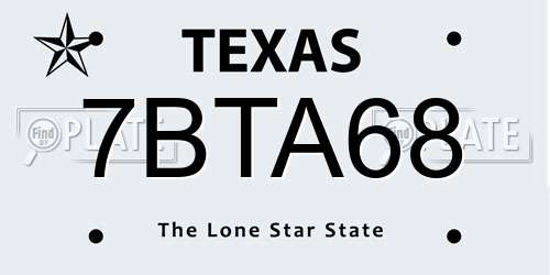 7BTA68 Texas License Plate