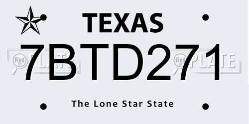 7BTD271 Texas License Plate