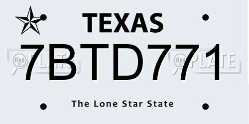 7BTD771 Texas License Plate