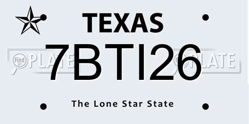 7BTI26 Texas License Plate