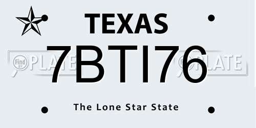 7BTI76 Texas License Plate