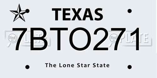 7BTO271 Texas License Plate