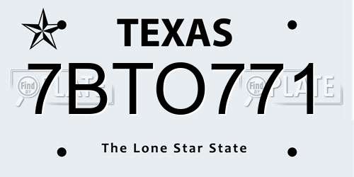 7BTO771 Texas License Plate