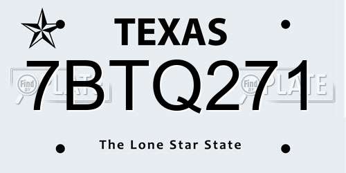7BTQ271 Texas License Plate