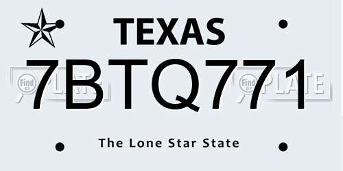 7BTQ771 Texas License Plate