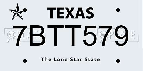 7BTT579 Texas License Plate