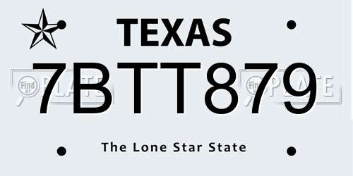 7BTT879 Texas License Plate