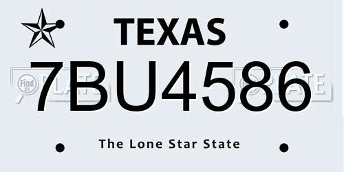 7BU4586 Texas License Plate