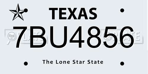 7BU4856 Texas License Plate