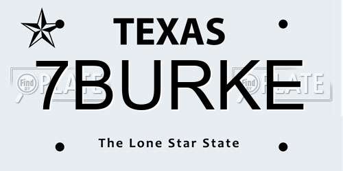 7BURKE Texas License Plate