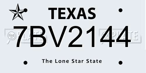 7BV2144 Texas License Plate