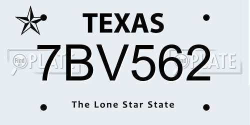 7BV562 Texas License Plate