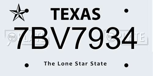 7BV7934 Texas License Plate