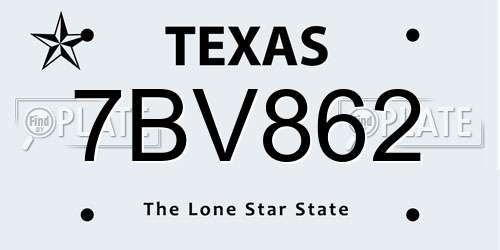 7BV862 Texas License Plate