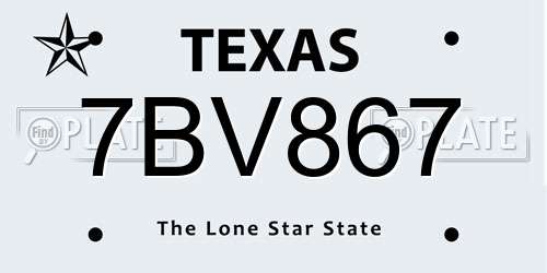 7BV867 Texas License Plate