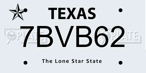 7BVB62 Texas License Plate