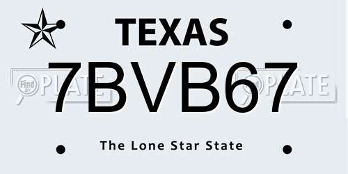 7BVB67 Texas License Plate