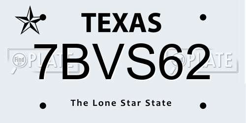 7BVS62 Texas License Plate