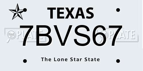 7BVS67 Texas License Plate