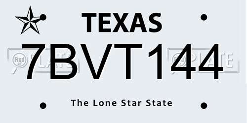 7BVT144 Texas License Plate