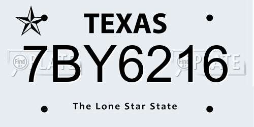 7BY6216 Texas License Plate