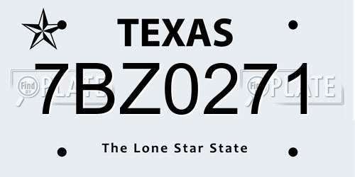 7BZ0271 Texas License Plate