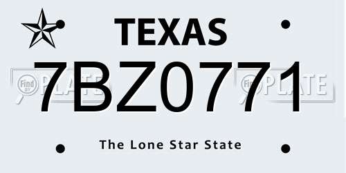 7BZ0771 Texas License Plate