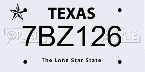 7BZ126 Texas License Plate