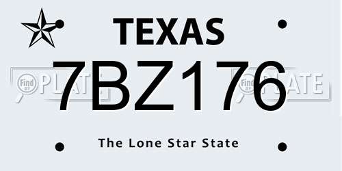 7BZ176 Texas License Plate