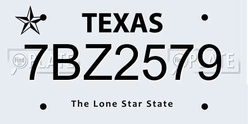 7BZ2579 Texas License Plate