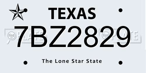 7BZ2829 Texas License Plate