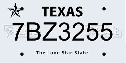 7BZ3255 Texas License Plate
