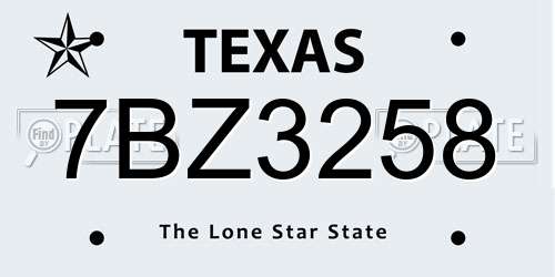 7BZ3258 Texas License Plate