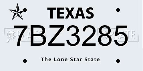 7BZ3285 Texas License Plate
