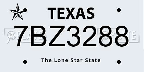 7BZ3288 Texas License Plate