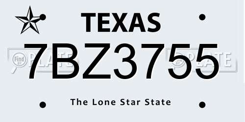 7BZ3755 Texas License Plate