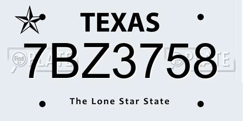 7BZ3758 Texas License Plate