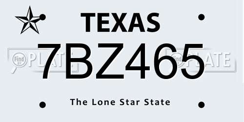 7BZ465 Texas License Plate
