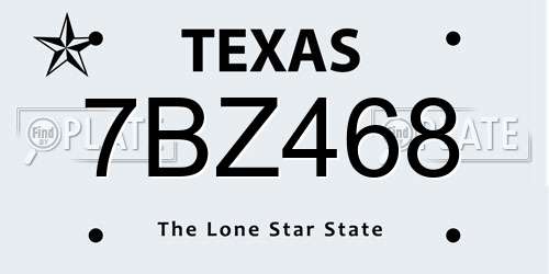 7BZ468 Texas License Plate