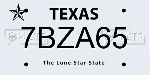 7BZA65 Texas License Plate