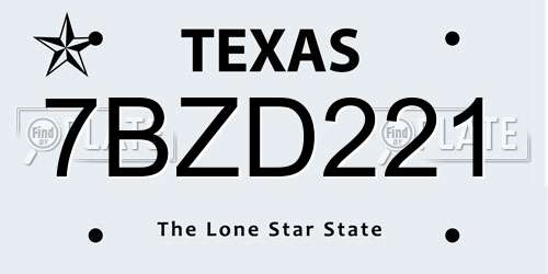 7BZD221 Texas License Plate