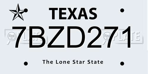 7BZD271 Texas License Plate
