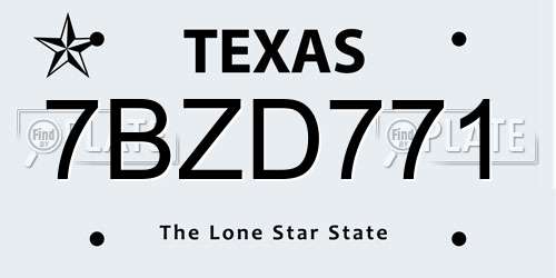 7BZD771 Texas License Plate