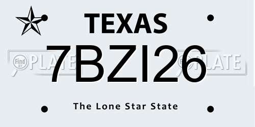7BZI26 Texas License Plate