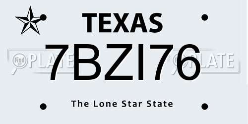 7BZI76 Texas License Plate