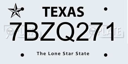 7BZQ271 Texas License Plate