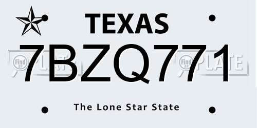 7BZQ771 Texas License Plate