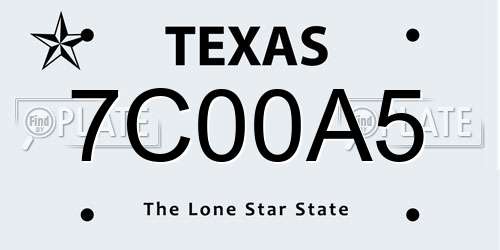 7C00A5 Texas License Plate