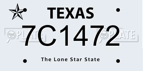 7C1472 Texas License Plate
