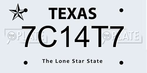 7C14T7 Texas License Plate